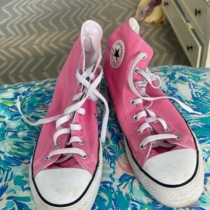 Gently used bubble gum pink converse